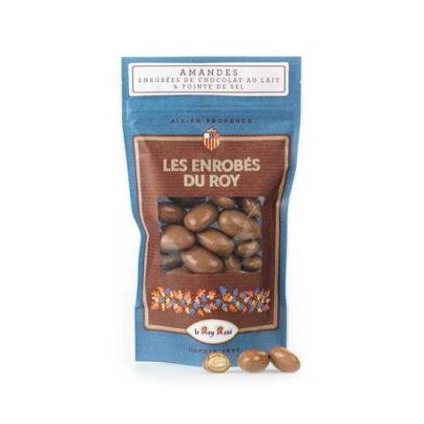 Amandes enrobes chocolat au lait et pointe de sel